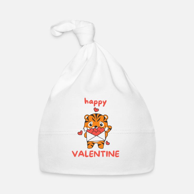 Tigres pour la Saint-Valentin animaux mignons avec des cœurs Bonnet bio Bébé