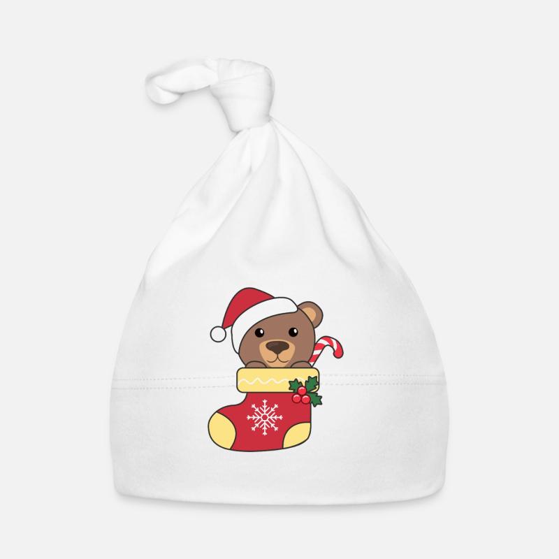 Bear Christmas Snow Winter Animals Bears Organic Baby Cap