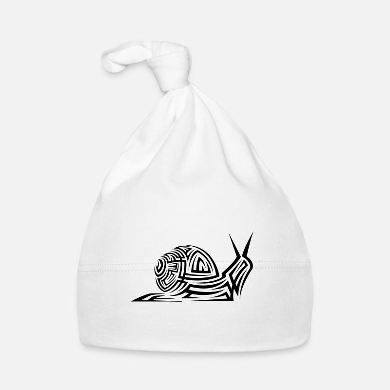 Tatouage tribal d’escargot - Bonnet bio Bébé - blanc