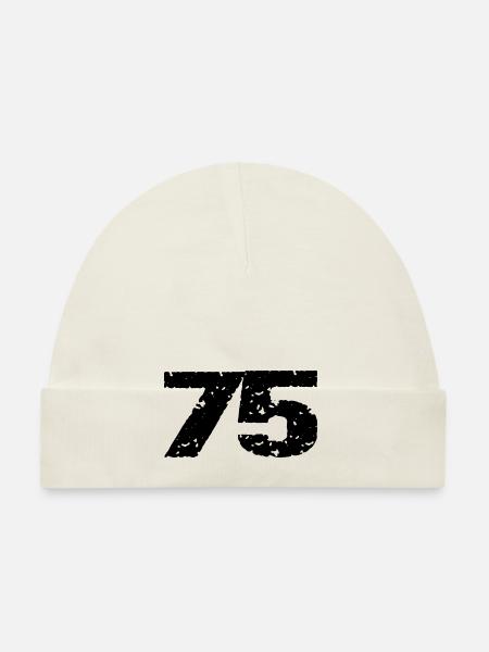 75 Maillot numéro - Bonnet bio Bébé - blanc - Devant