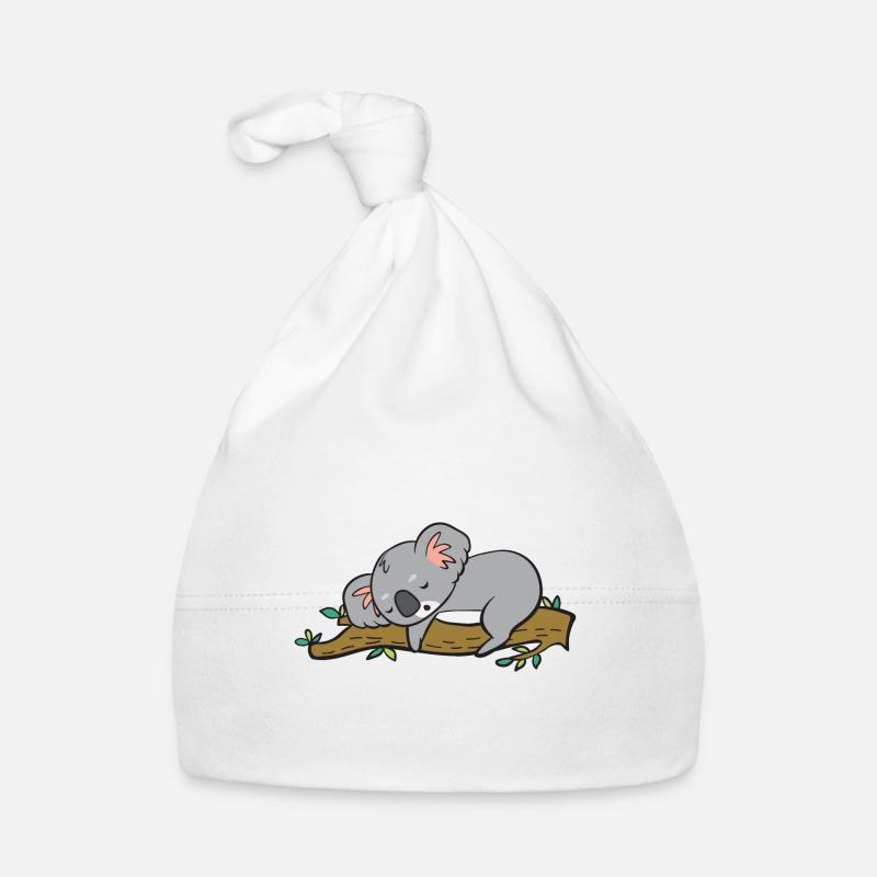 Un koala mignon dort. Bonnet bio Bébé