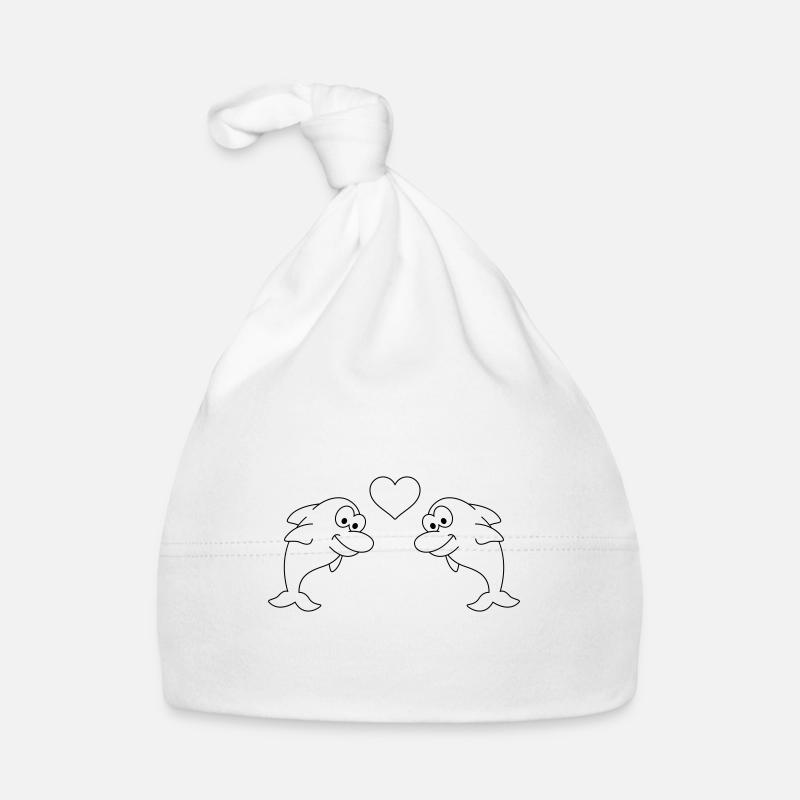 Dolphin Comic Couple Love Organic Baby Cap
