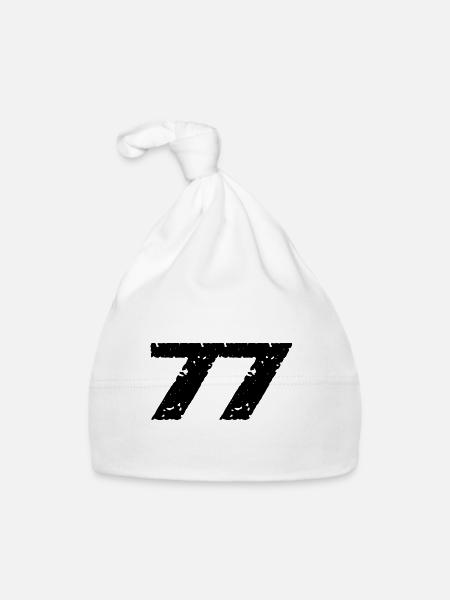 77 Zahl Trikot - Baby Bio-Mütze - Weiß - Vorne