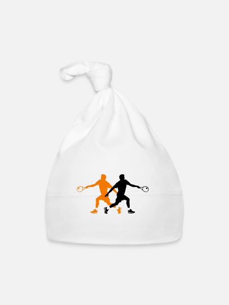 Tennis Spieler Silhouette - Baby Bio-Mütze - Weiß - Vorne