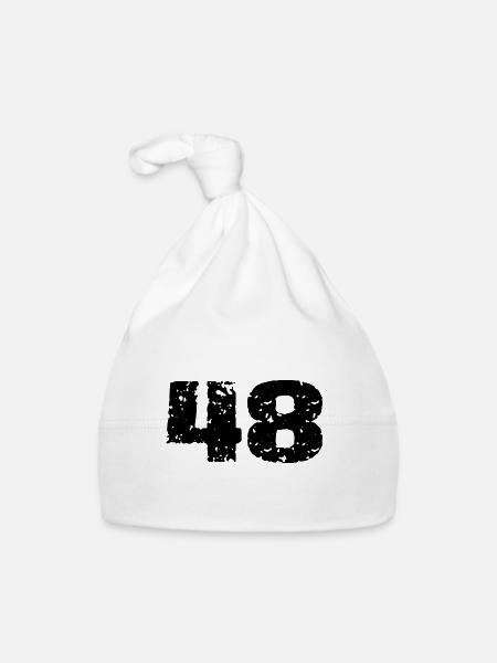 48 Zahl Trikot - Baby Bio-Mütze - Weiß - Vorne