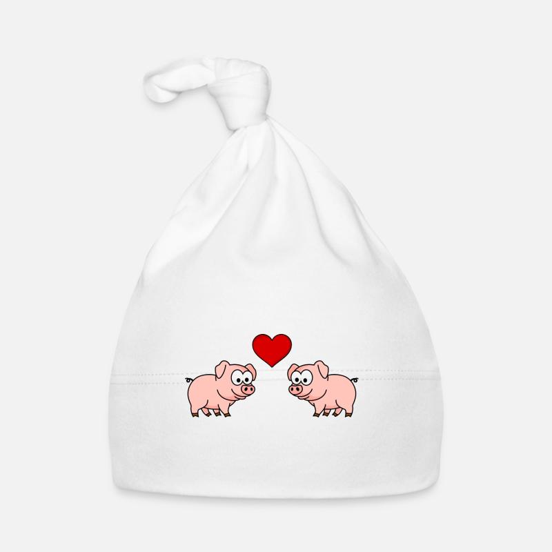 Pig Comic Couple Love Organic Baby Cap