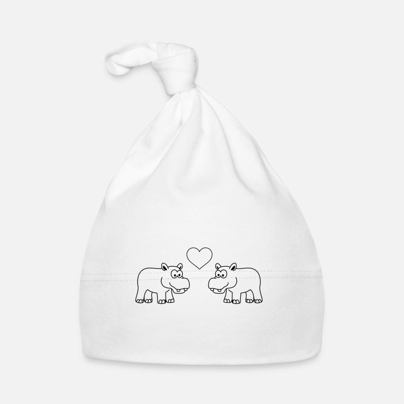 Nilpferd Comic Tier Paar Liebe Baby Bio-Mütze