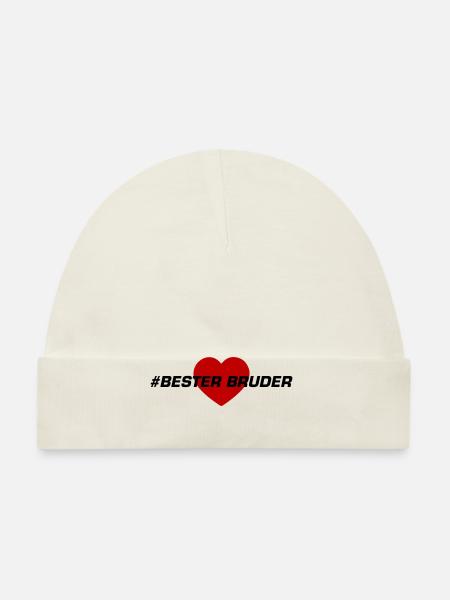 Bester Bruder Herz Liebe - Baby Bio-Mütze - Weiß - Vorne