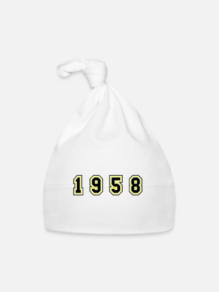 1958 Year Number - Organic Baby Cap - white - Front