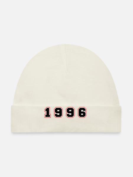 1996 Year Number - Organic Baby Cap - white - Front