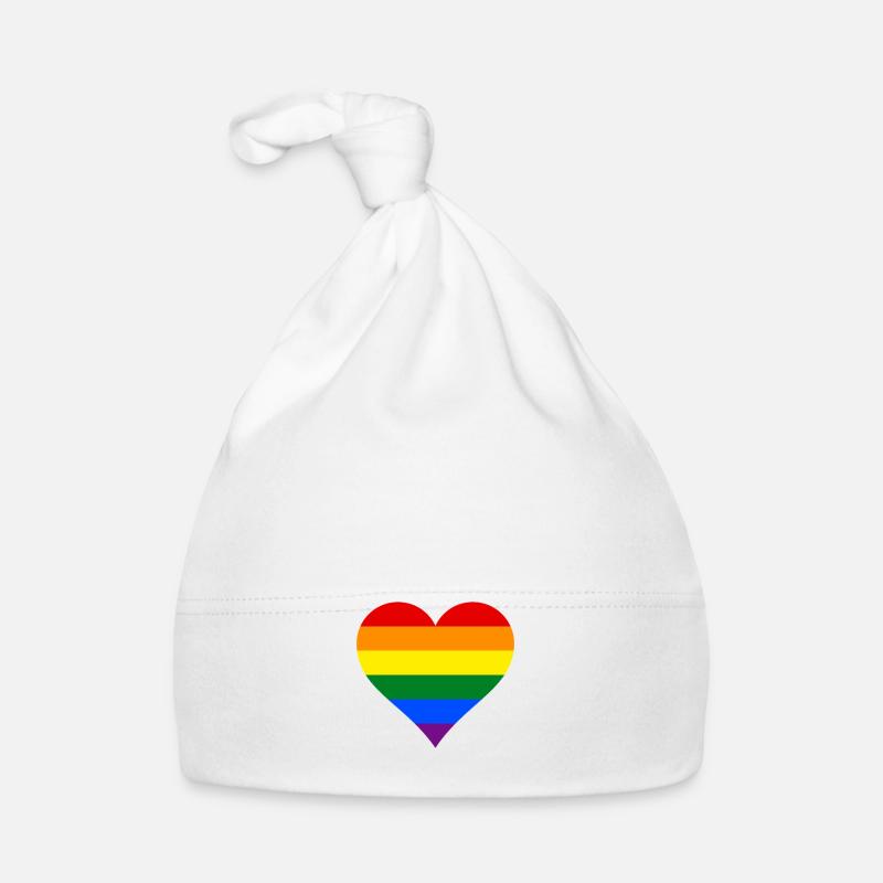 Drapeau arc-en-ciel LGBT en forme de coeur Bonnet bio Bébé