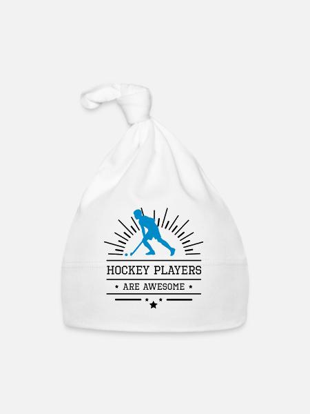 Hockey players are awesome, blue - Organic Baby Cap - white - Front