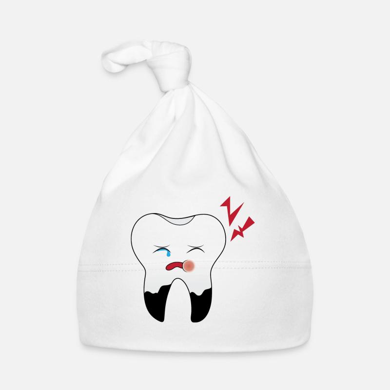 Cadeau drôle de mal de dents pour dentiste - Bonnet bio Bébé - blanc