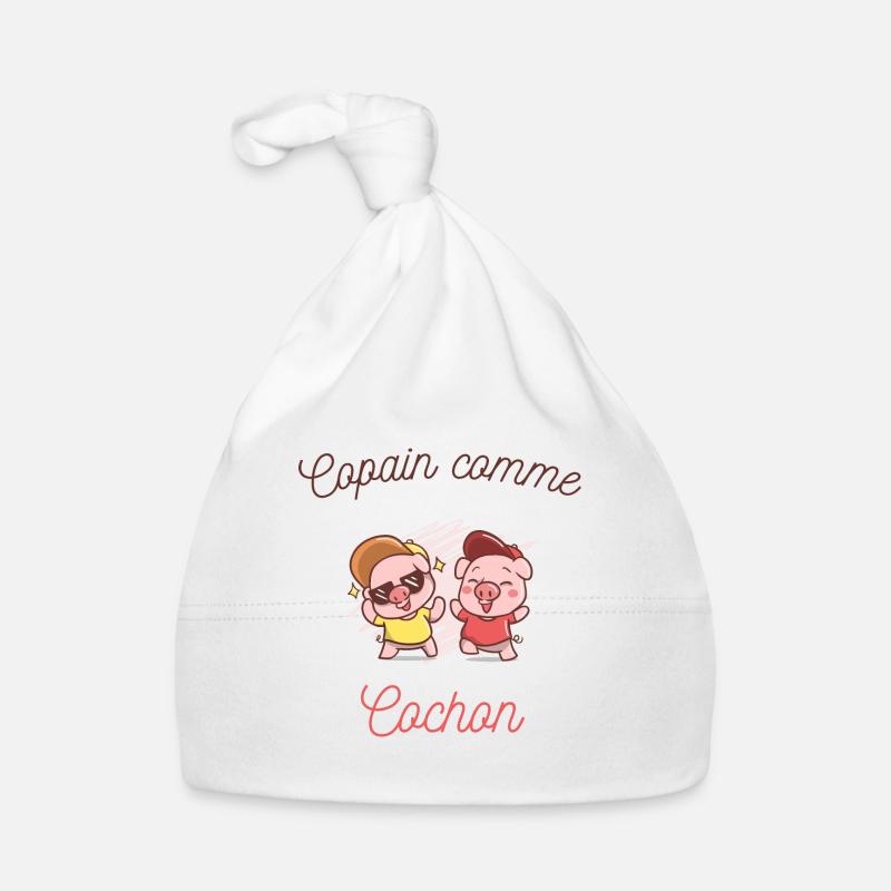 Copain comme cochon, expression, dessin cochon Bonnet bio Bébé