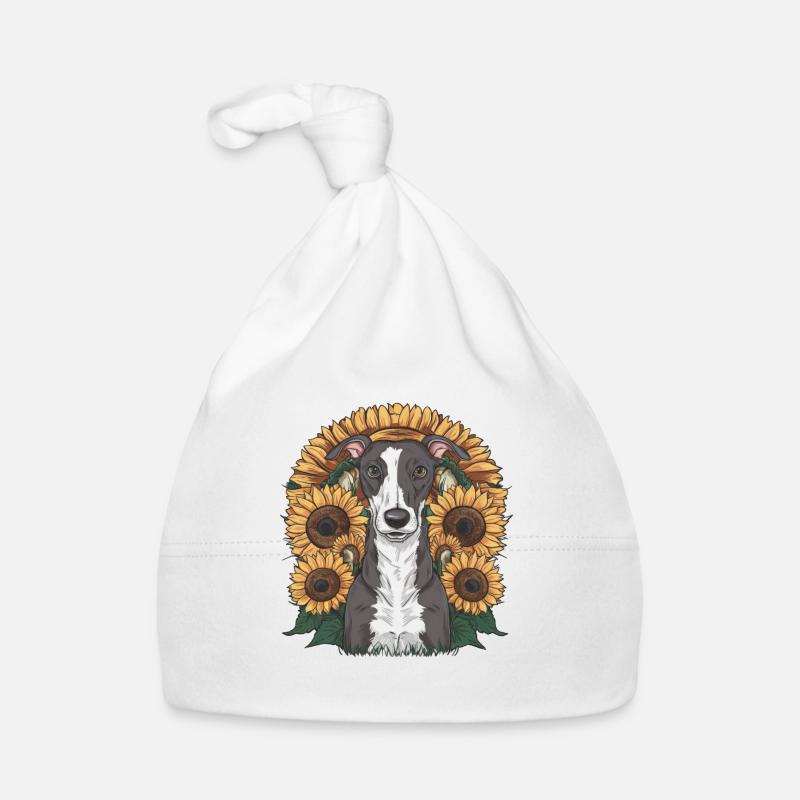 Lévrier et tournesols Bonnet bio Bébé
