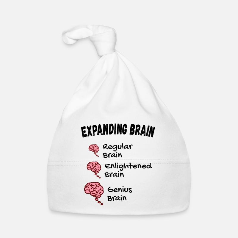 Gehirn erweitern - Expanding Brain Meme - Baby Bio-Mütze - Weiß