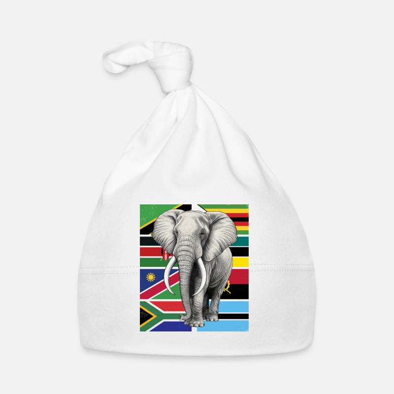 Drapeaux éléphants d’Afrique Bonnet bio Bébé