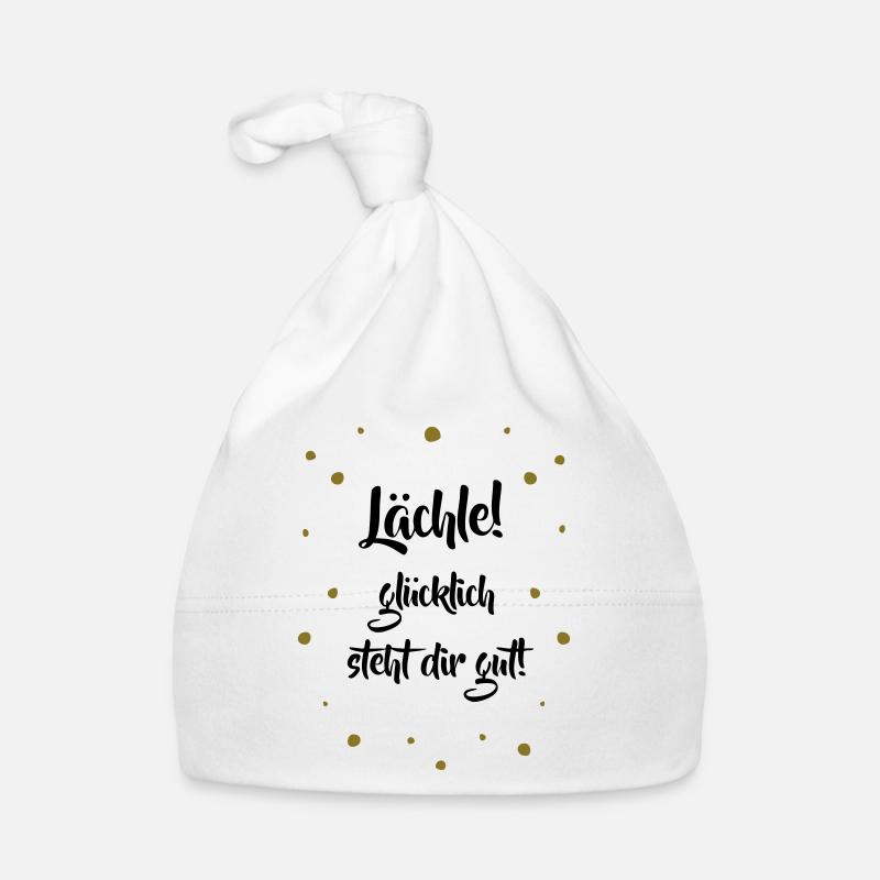 Lächle! Glücklich steht dir gut. - Baby Bio-Mütze - Weiß