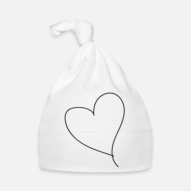 coeur Handdrawn - Bonnet bio Bébé - blanc