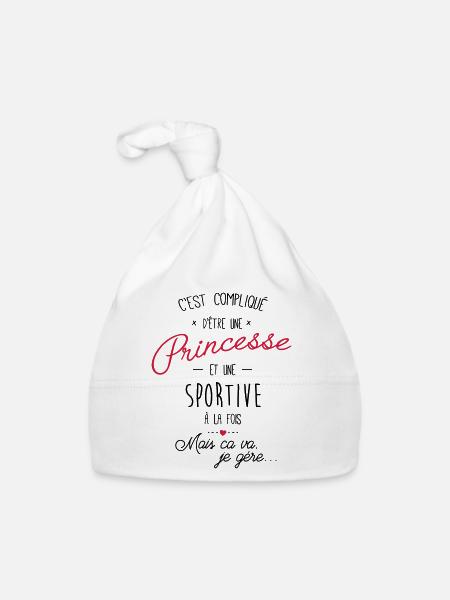 Princesse et sportive - Bonnet bio Bébé - blanc - Devant
