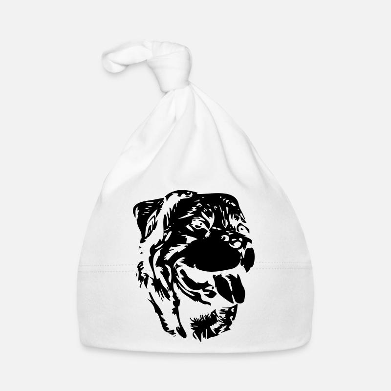Rottweiler Kopf - Baby Bio-Mütze - Weiß