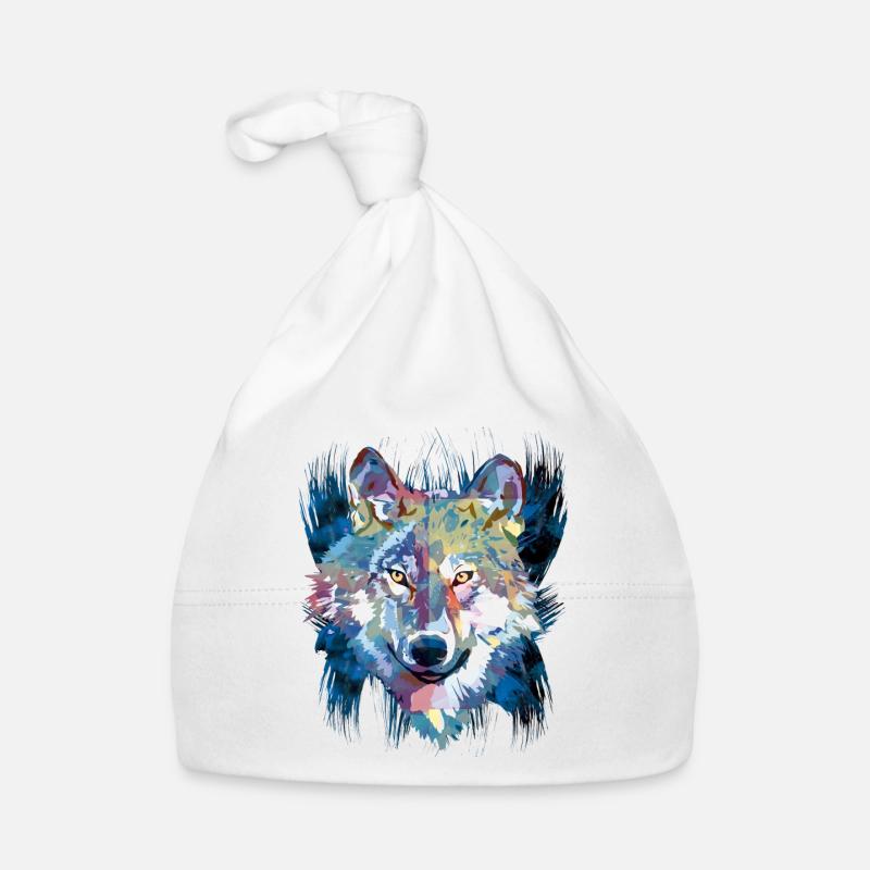 Polygon Wolf - Beautiful grey wolf in blue Organic Baby Cap