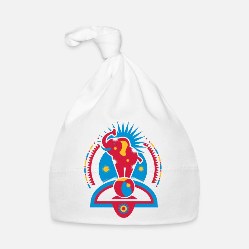 Un éléphant de cirque sur un ballon dans le ring Bonnet bio Bébé