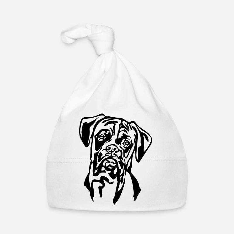 Boxer Kopf - Baby Bio-Mütze - Weiß