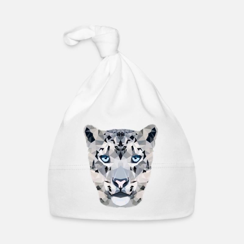 Snow leopard / polygon - Organic Baby Cap - white