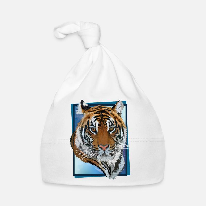 tigre du Bengale - Bonnet bio Bébé - blanc