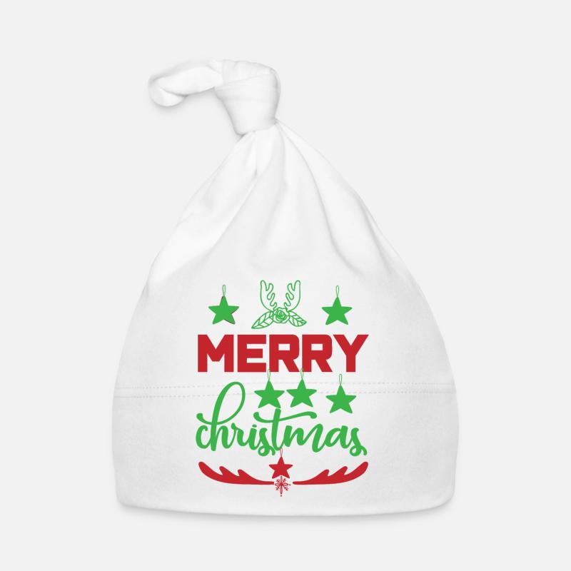 xmas x-mas Noël - Bonnet bio Bébé - blanc