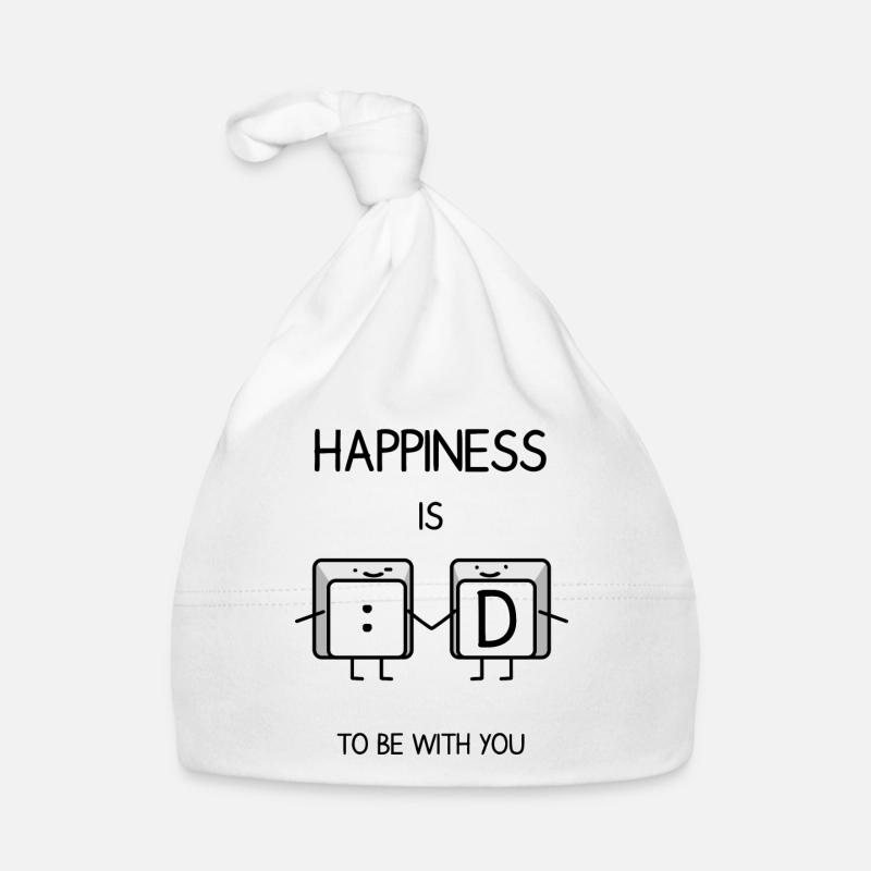 Happines Is To Be With You - Bonnet bio Bébé - blanc