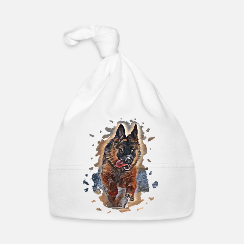 German Shepherd art Organic Baby Cap