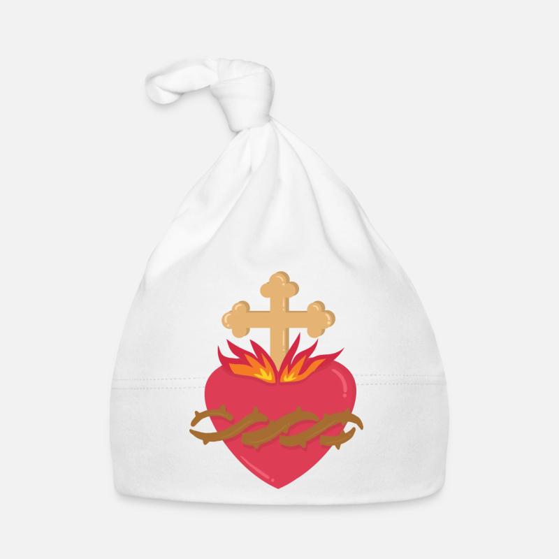 Sacré-Cœur de Jésus - Bonnet bio Bébé - blanc