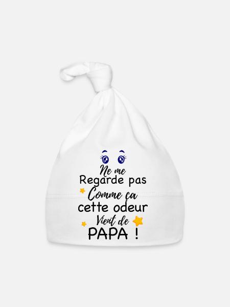 Bébé Humour Avec Papa D'Amour - Bonnet bio Bébé - blanc - Devant