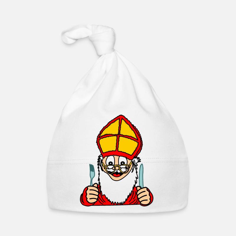 Sinterklaas mit Messer und Gabel Baby Bio-Mütze