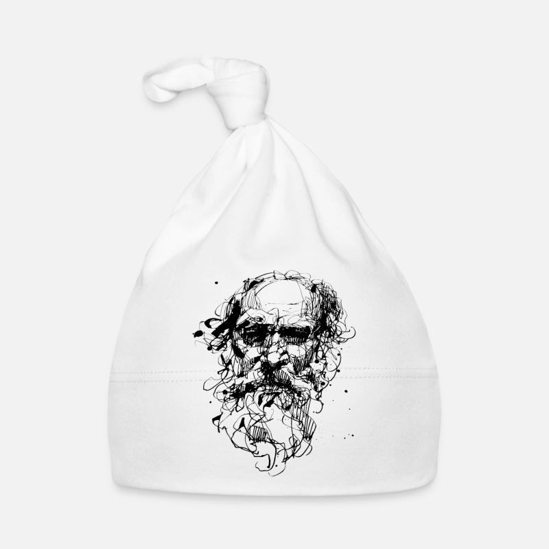 Visage à l'encre de chine - Bonnet bio Bébé - blanc