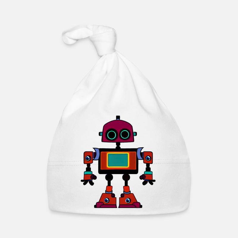 Colorful Retro Robot Organic Baby Cap