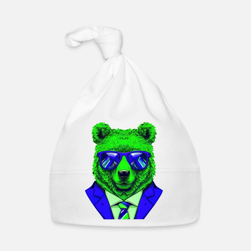 cool boss bear with sunglasses on Baby Bio-Mütze