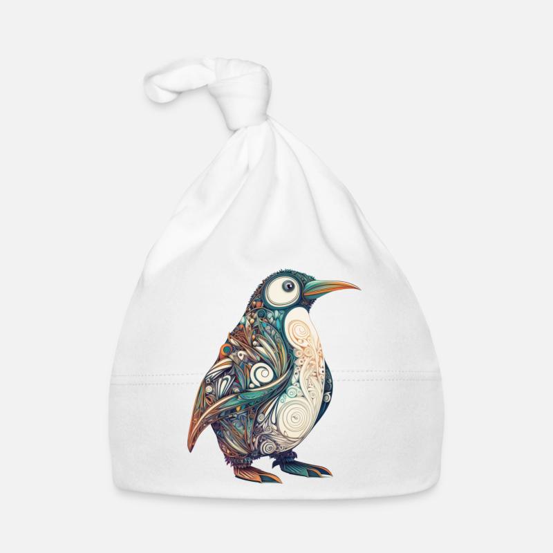 Arctic Harmony - Pinguindala Design - Organic Baby Cap - white