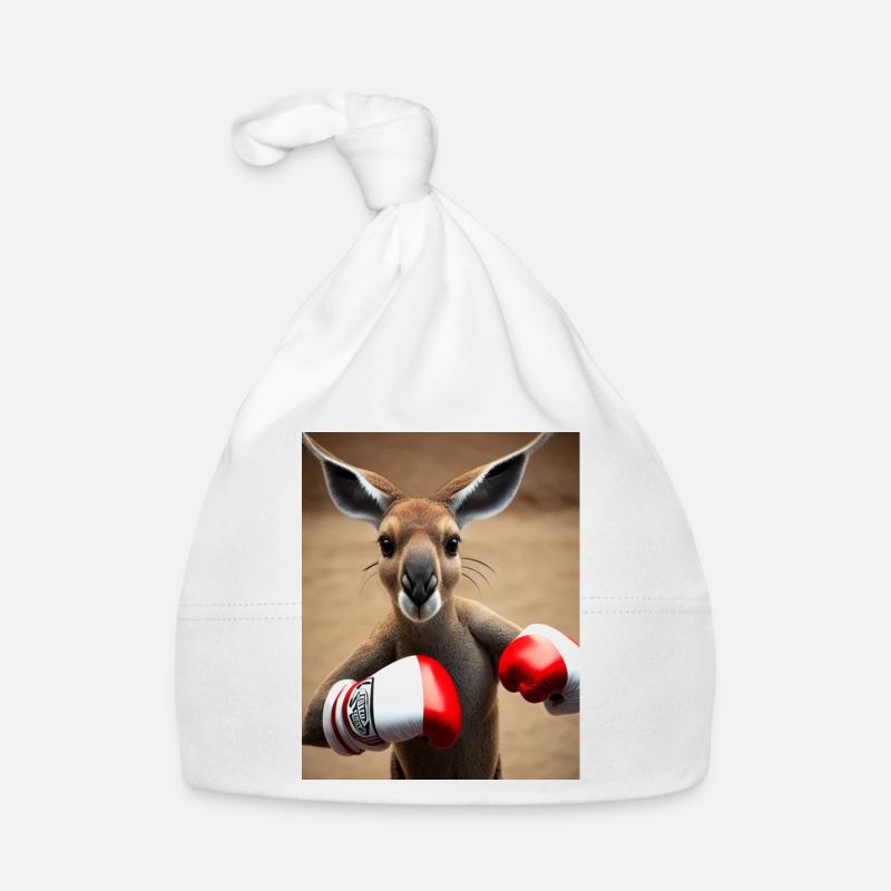 Boxe Kangourou Dessin Bande Dessinée Animal Australie - Bonnet bio Bébé - blanc