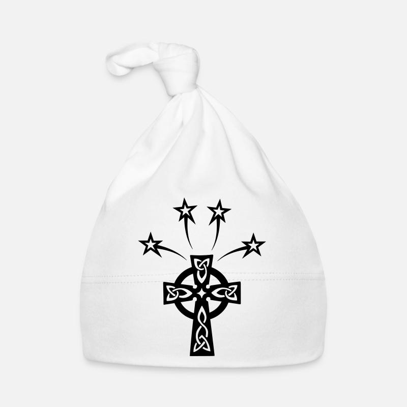 Celtic cross 5 shining stars Organic Baby Cap