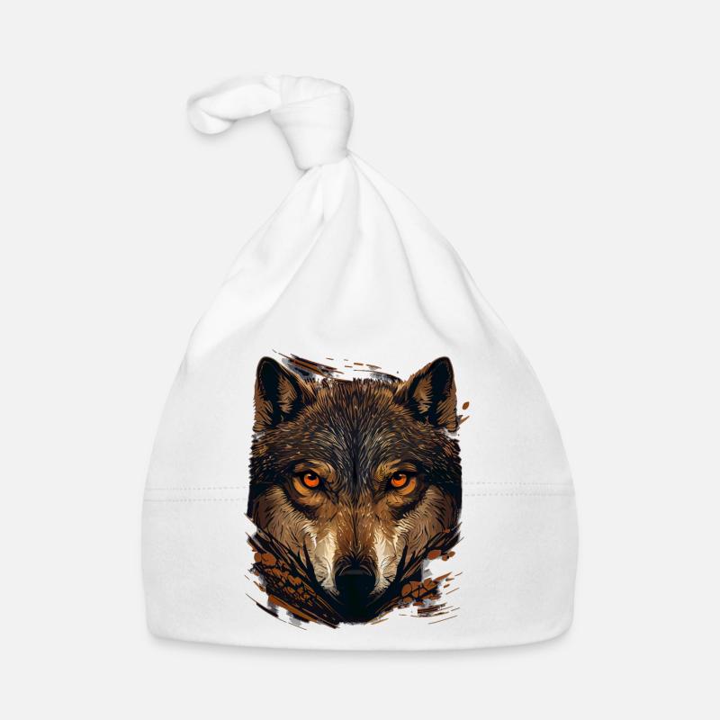 Wolf Face Brown Organic Baby Cap