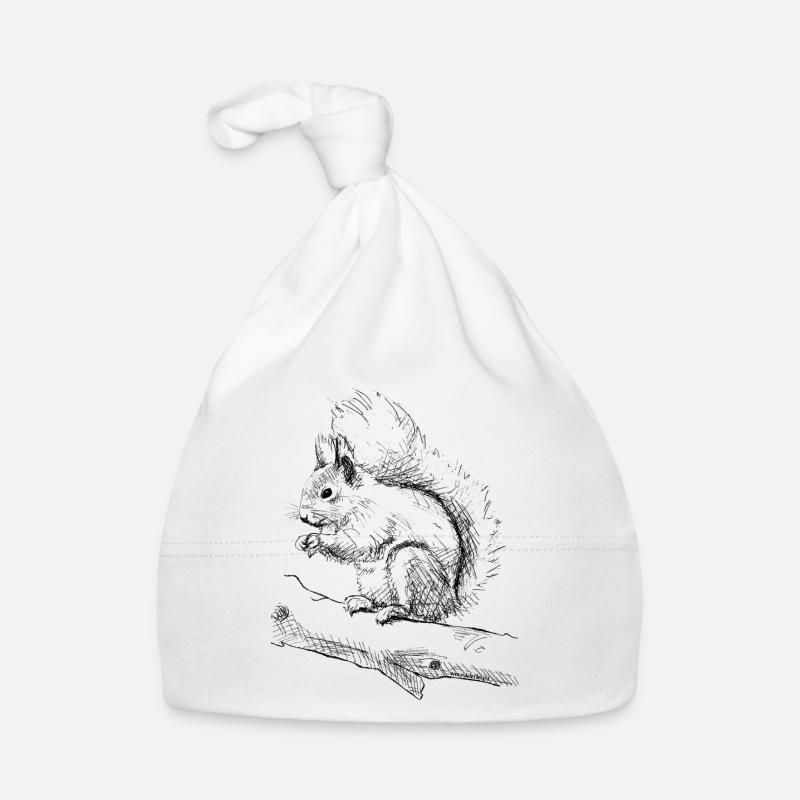 Écureuil - Bonnet bio Bébé - blanc