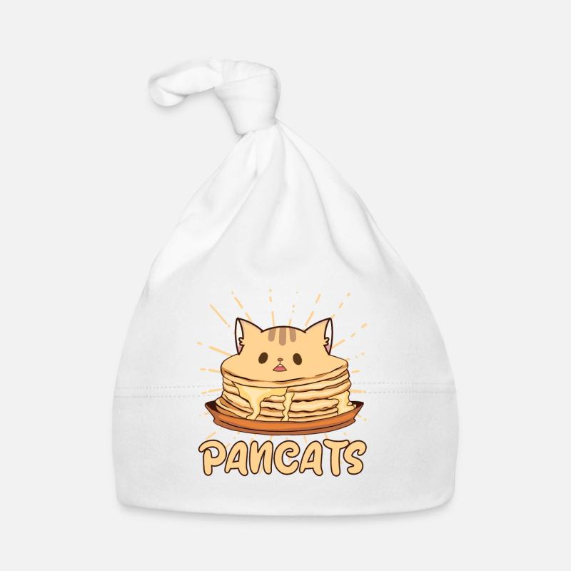 Pancats - drôle de conception de chat de crêpe - Bonnet bio Bébé - blanc