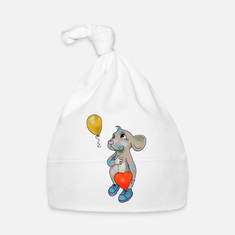 Maus und Luftbollon Baby Bio-Mütze