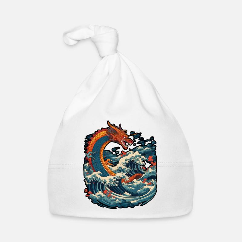 Chinese dragon emerging from water Bonnet bio Bébé