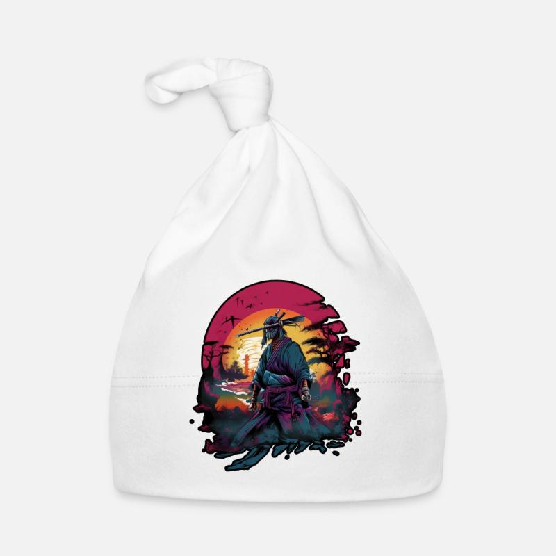 Chinese Warrior emerging from sunset, vector Organic Baby Cap
