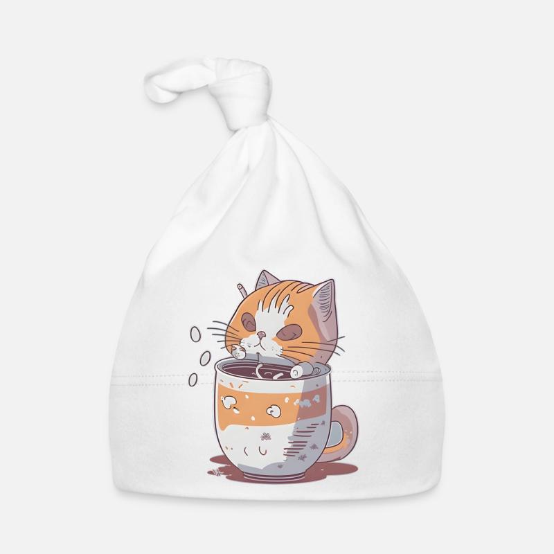 Kawaii Kätzchen, das über einen Becher schaut Baby Bio-Mütze