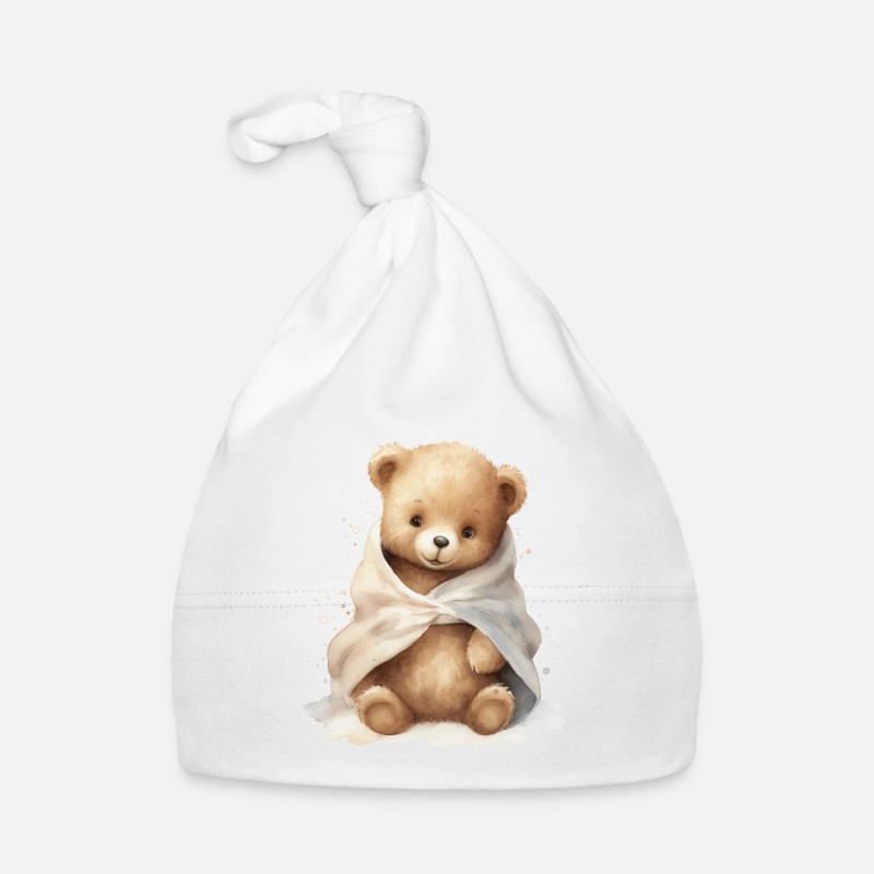 Baby Bär mit Handtuch, handgemalt Baby Bio-Mütze